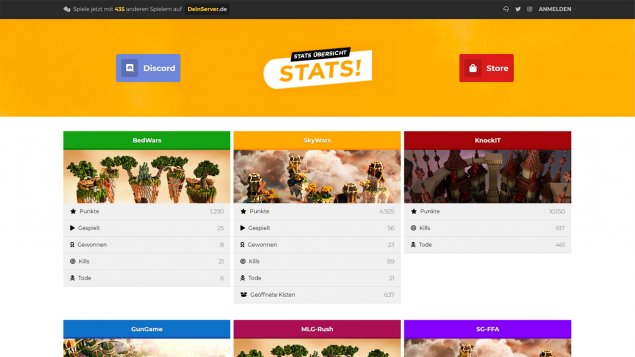 STATS! - Minecraft Stats-Website Template für Entwickler | Modern & Responsive